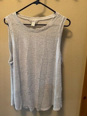 Athleta Striped Sleeveless Tank Top in Light Blue and White